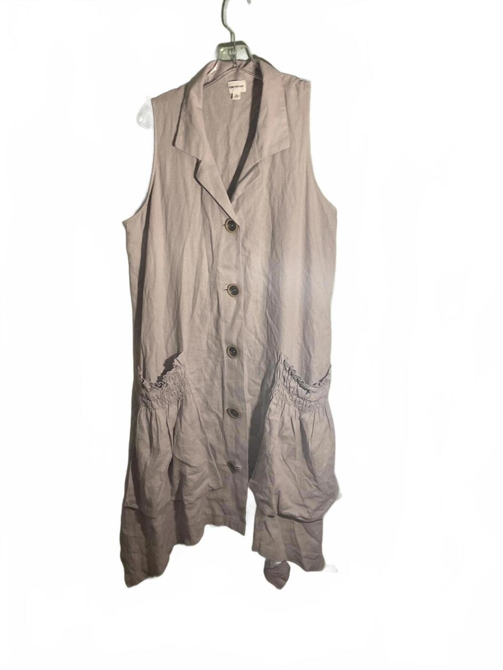For Cynthia LinenBlend Shirt Dress /Vest L Asymmetrical Lagenlook Artsy